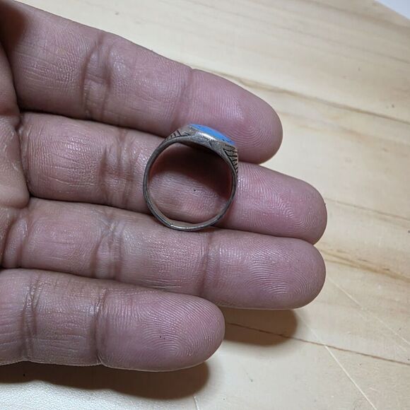 Vintage Sterling Silver 925 Navajo Southweatern Pheonix Turquouse Ring Size 7.5 - Picture 7 of 10